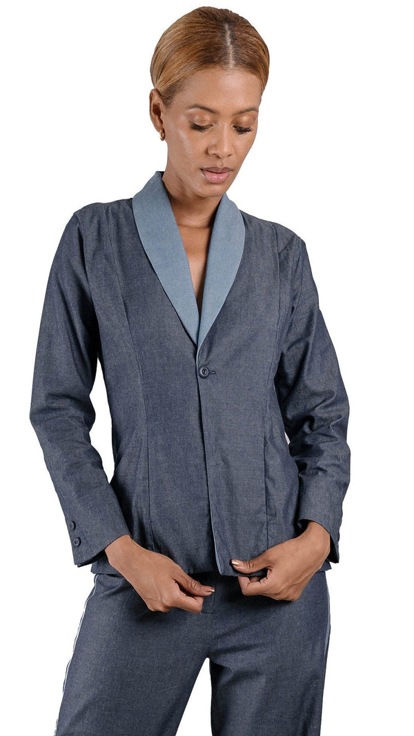 Blazer casual en índigo