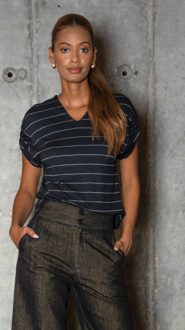 Camiseta kimono en tejido de  punto cuello en V