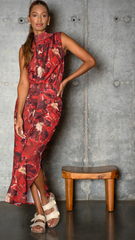 Falda estampada cruzada en lino