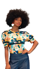 Camiseta estampada manga globo