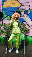 Camisa satín cuello corbata