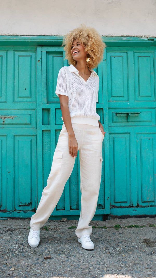 pantalón lino cargo