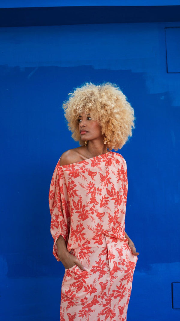 Camisa estampada ojal puff