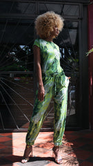 Pantalón estampado enresortado