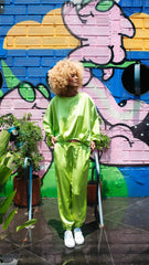 Pantalón en satín enresortado