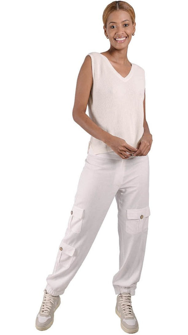 Pantalón cargo lino rayón viscosa