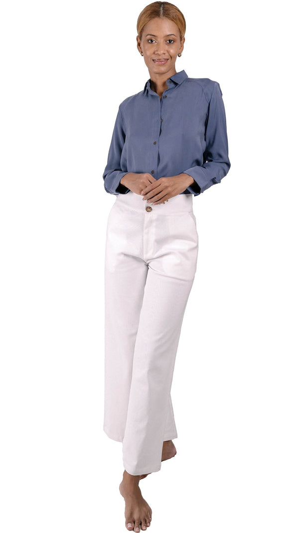 Pantalón lino bota ancha