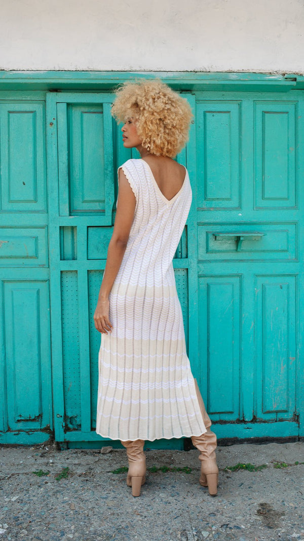 Vestido tejido calado zigzag