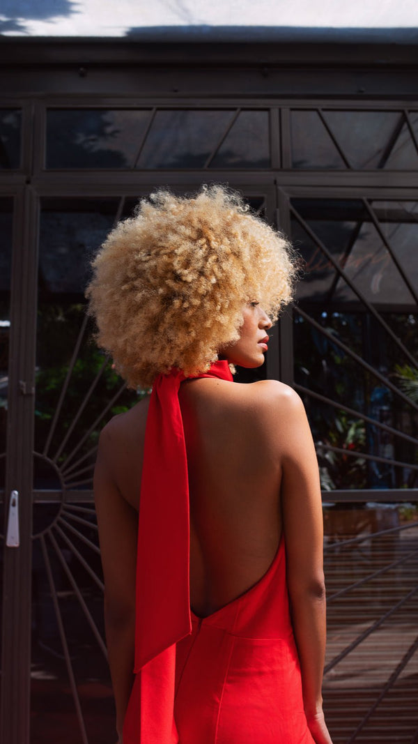 Vestido halter en lino