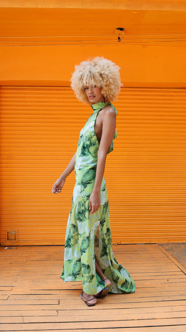 Vestido halter espampado