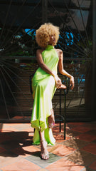 Vestido halter tipo seda