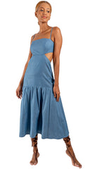 Vestido strapless en índigo